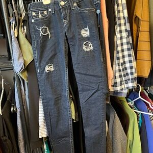 True Religion Dark Blue Ripped Skinny Jeans